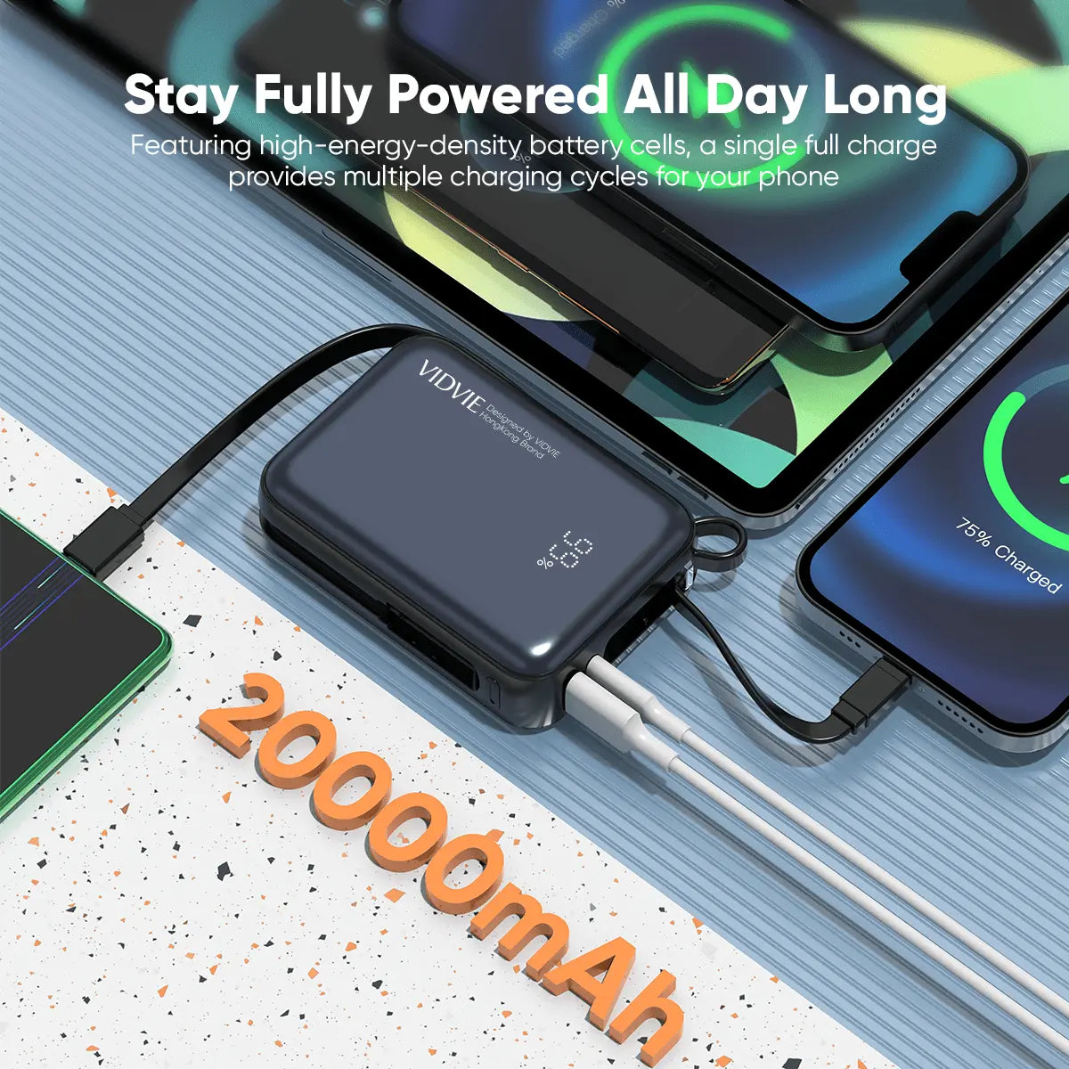 Power Bank Vidvie Carga Rápida Teléfonos, Tablets y notebooks (45W)