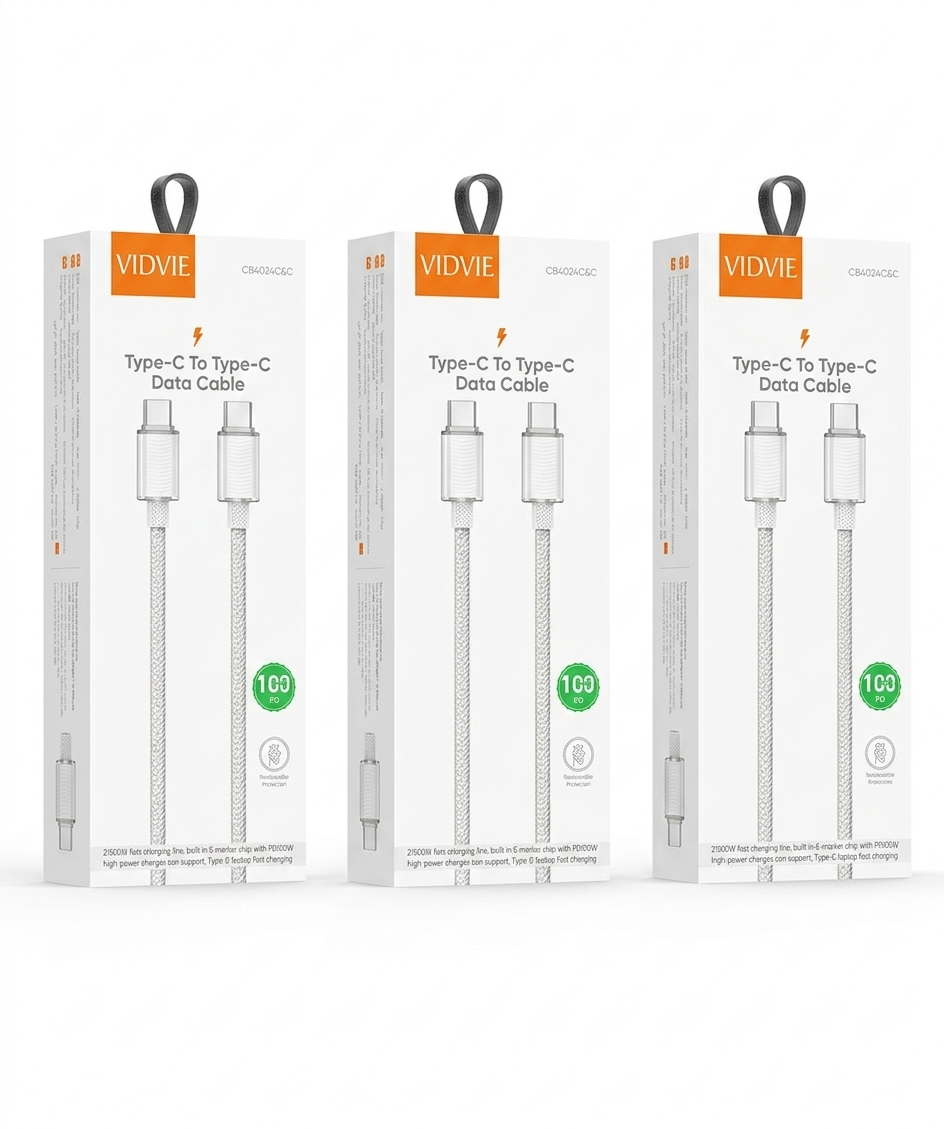 Pack 3 Cables Tipo-C a Tipo-C 100w PD Carga Rápida Y Segura, Trenzado Reforzado. Blanco