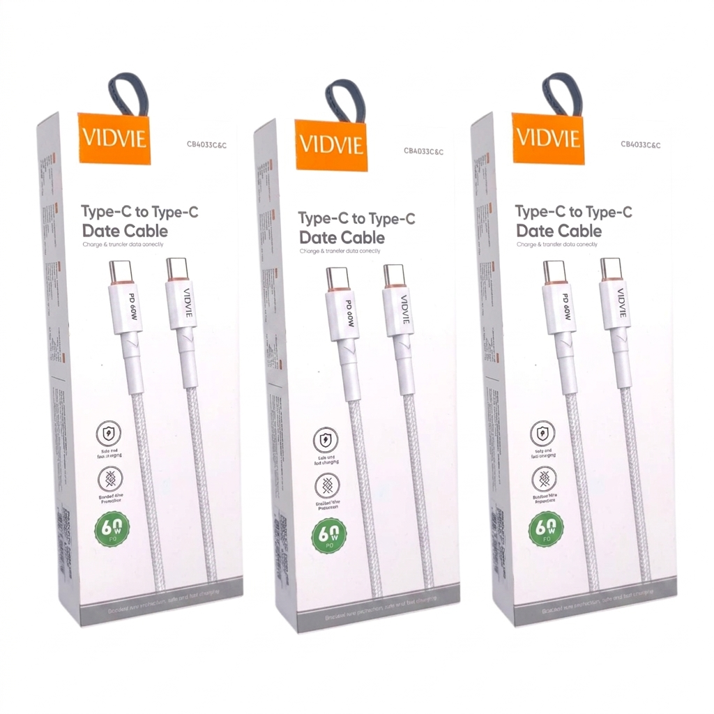 Pack 3 Cables Tipo-c A Tipo-c 60w Carga Rápida Y Segura, Trenzado Reforzado.