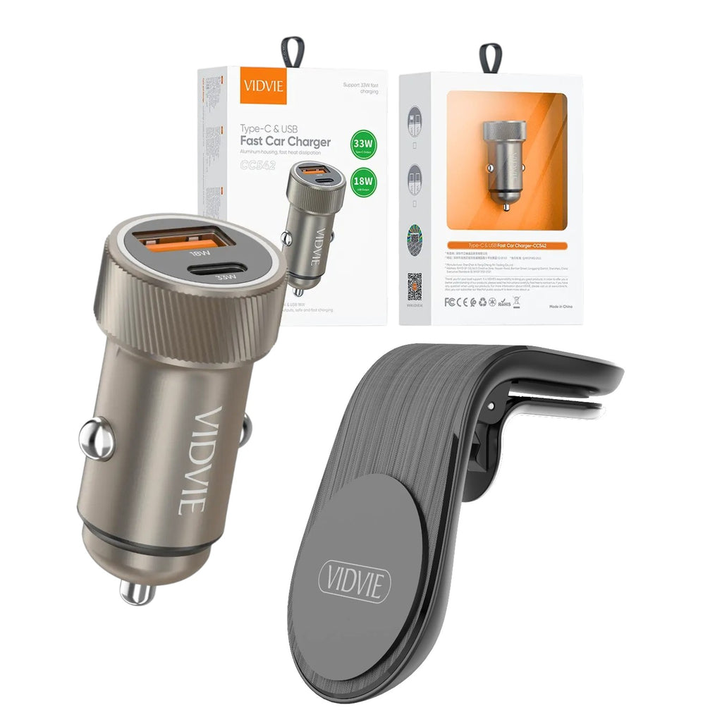 Kit Conductor magnético. Cargador carga rápida 33W + Soporte magnético para auto.