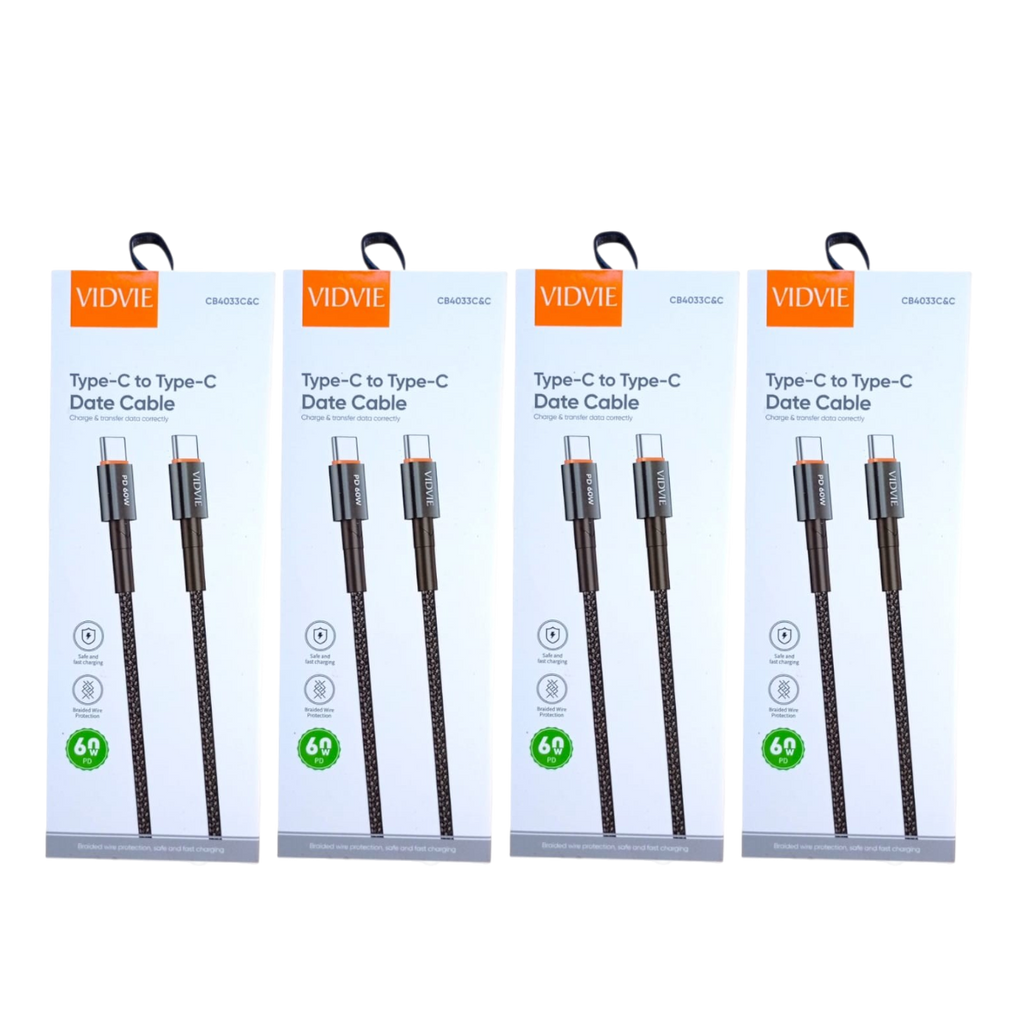 4 Cables Usb-c A Usb-c 60w Power Delivery Carga Rápida Trenzado Reforzado